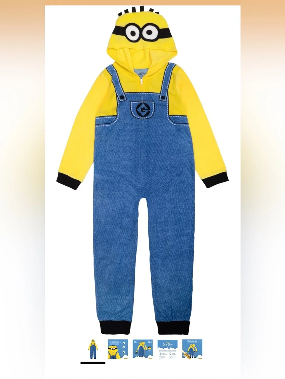 Minions Kids One-Piece Hooded Sleepwear or Costume - Size 6
